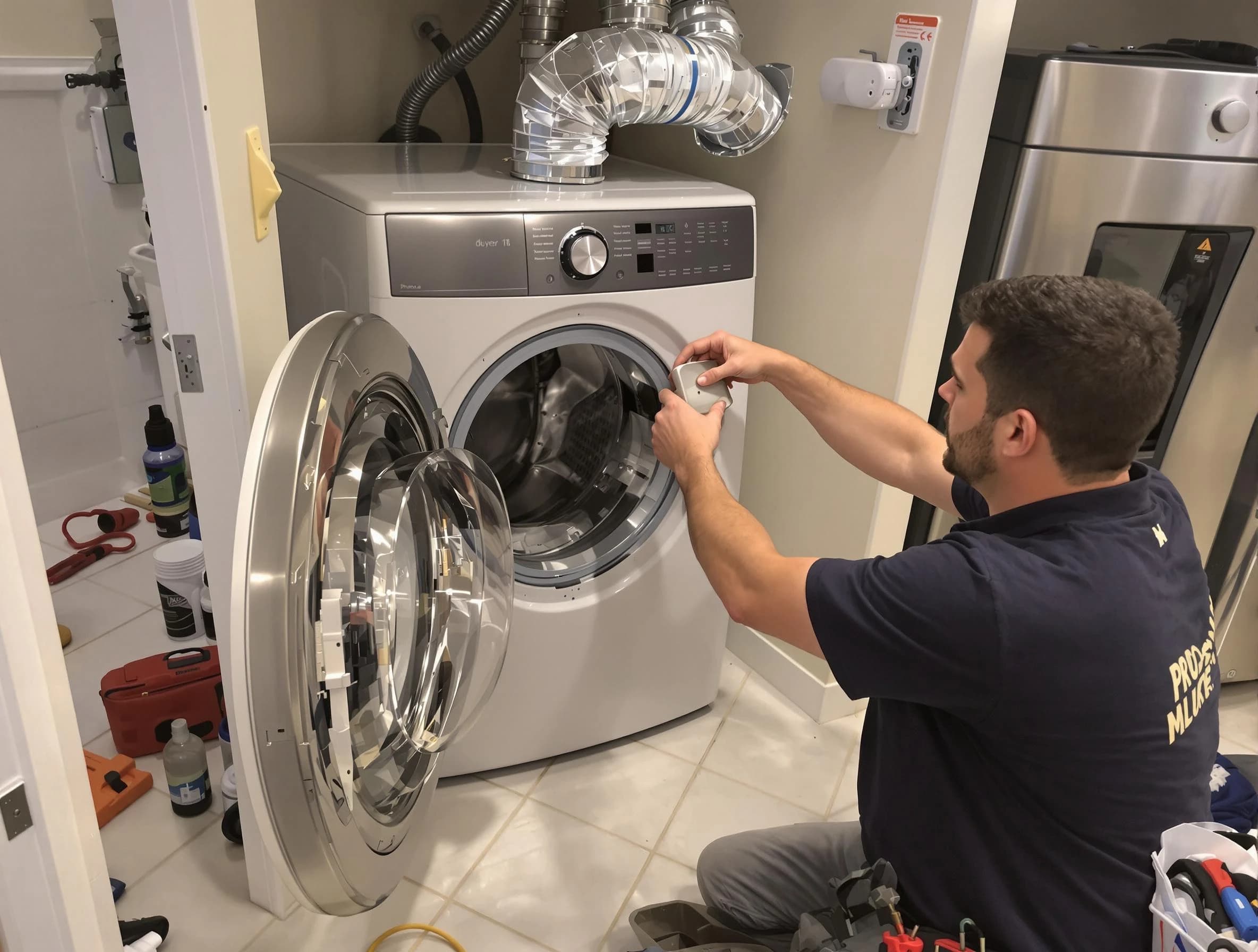 Richmond Dryer Vent Cleaning technician performing precise dryer vent hose installation in Richmond