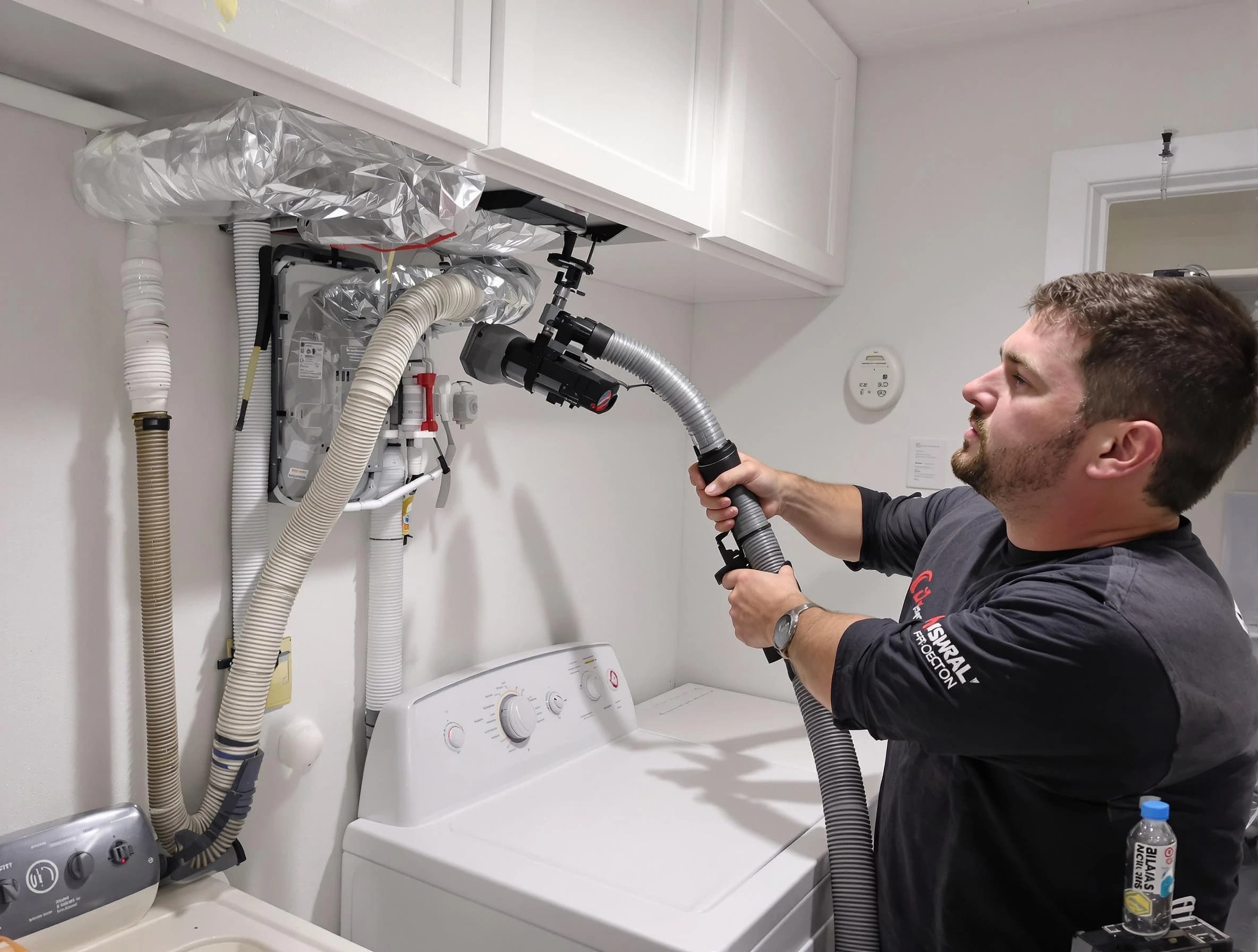 Richmond Dryer Vent Cleaning certified technician performing safety-focused gas dryer vent cleaning in Richmond