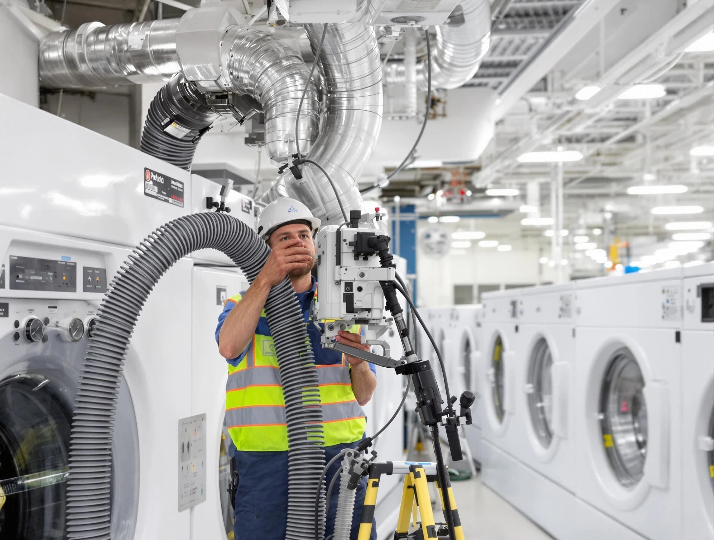 Richmond Dryer Vent Cleaning team performing commercial-grade dryer vent cleaning at a business facility in Richmond