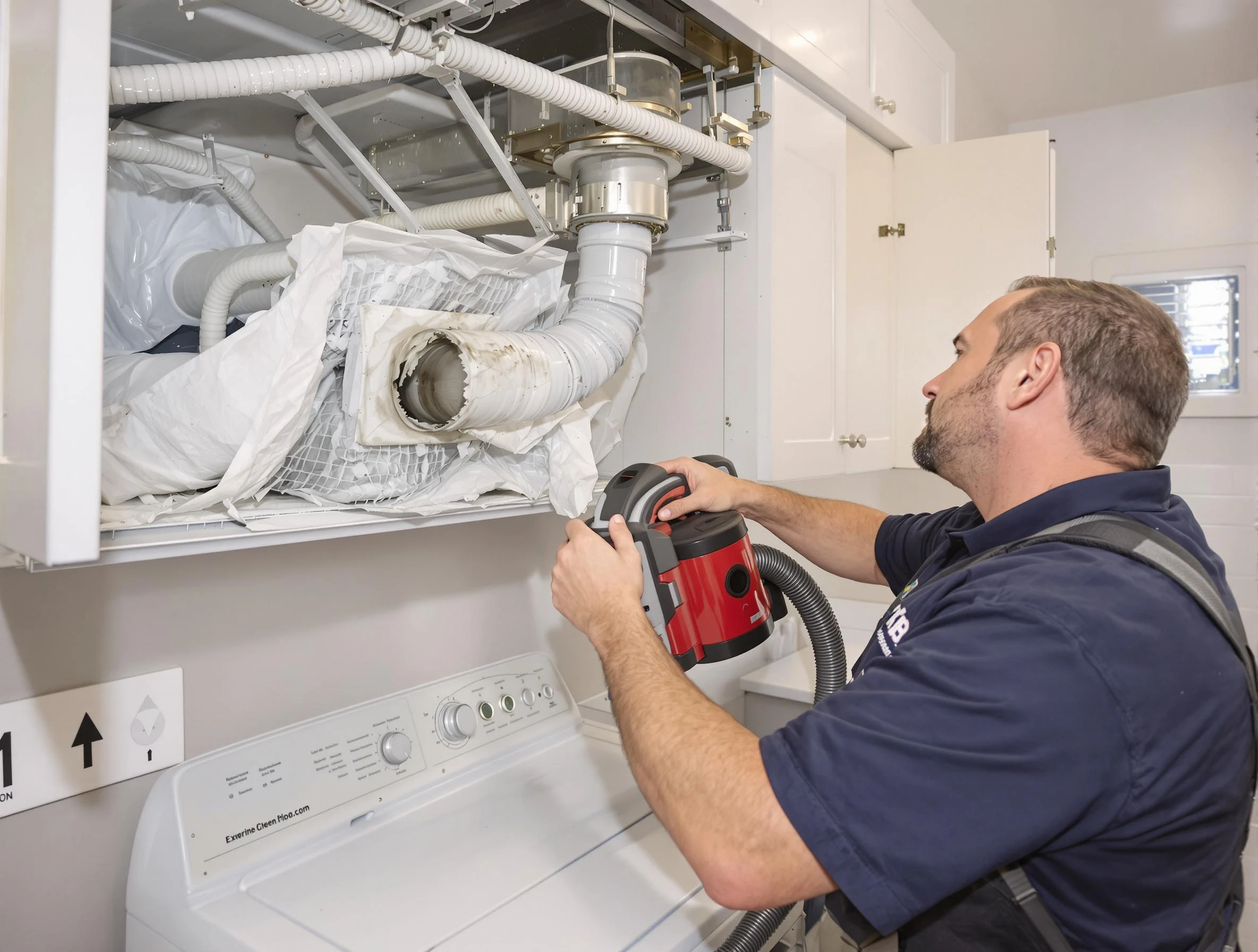 Richmond Dryer Vent Cleaning technician performing professional exhaust vent cleaning at a residential property in Richmond