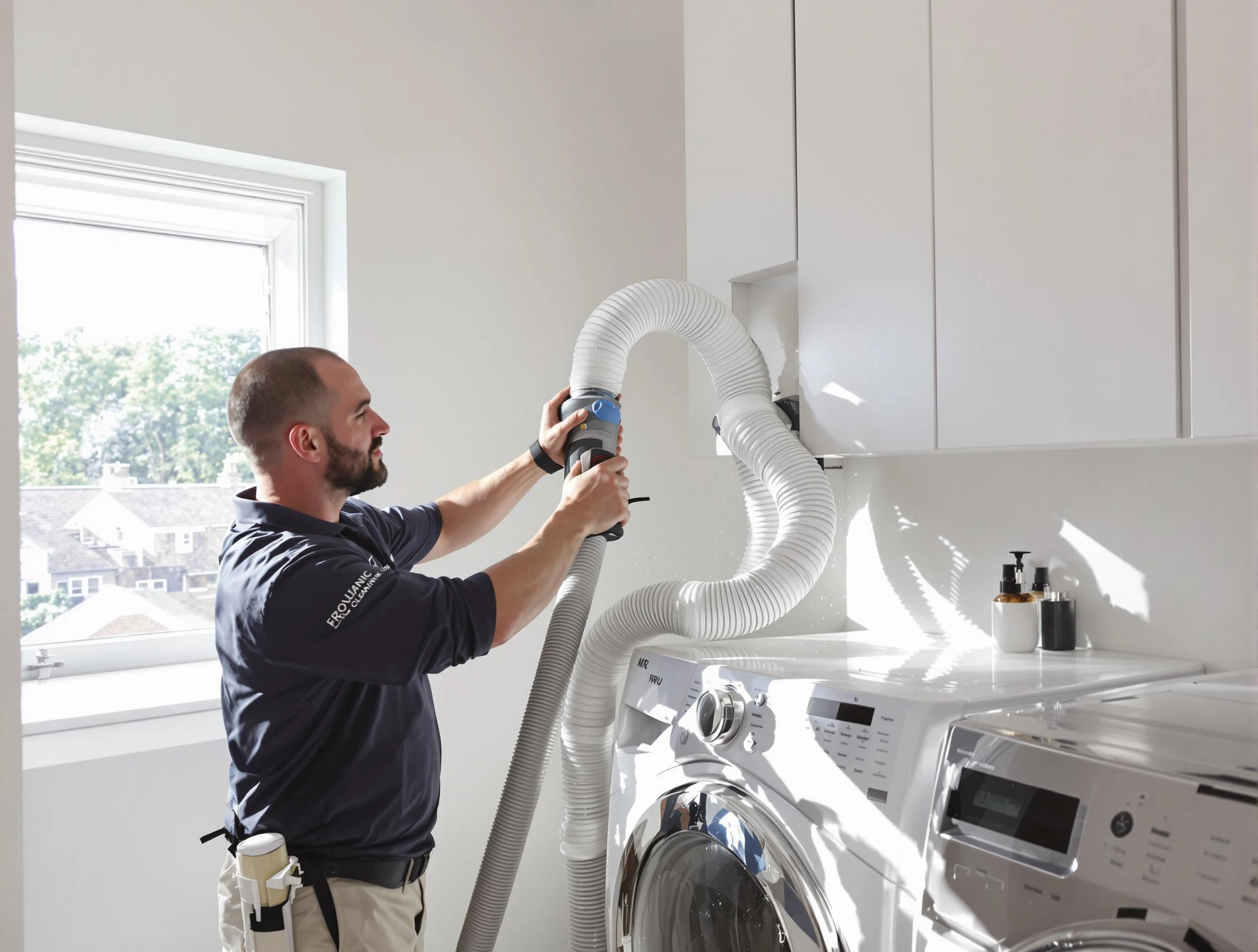 Certified Richmond Dryer Vent Cleaning technician performing dryer vent cleaning in Richmond